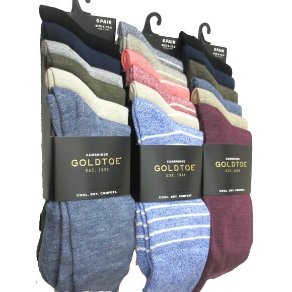 Gold Toe Men's Pack of 6 Pairs Cambridge Cool Comfort Dress Casual Socks NWT - Picture 4 of 7